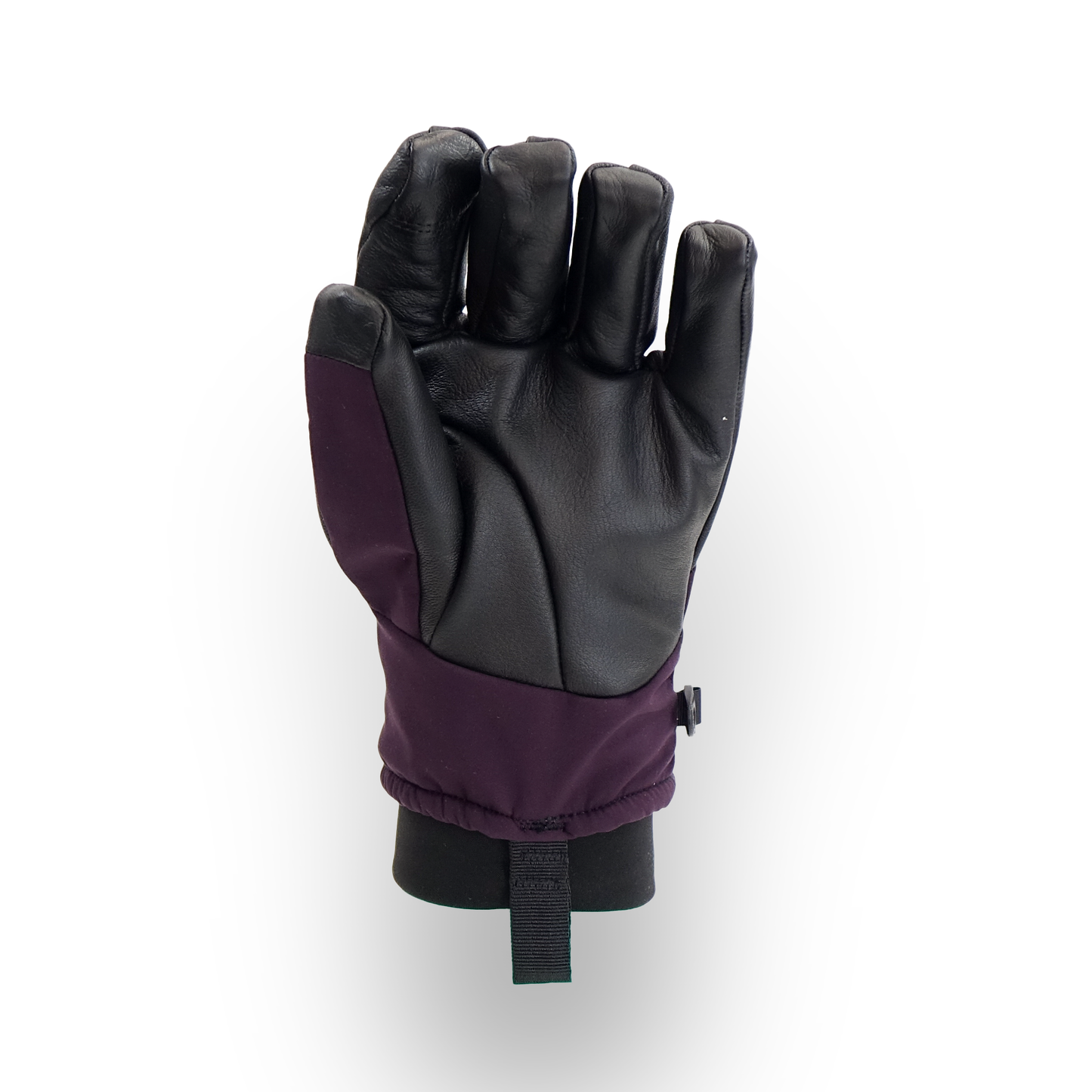 Black and purple glove on a white background
