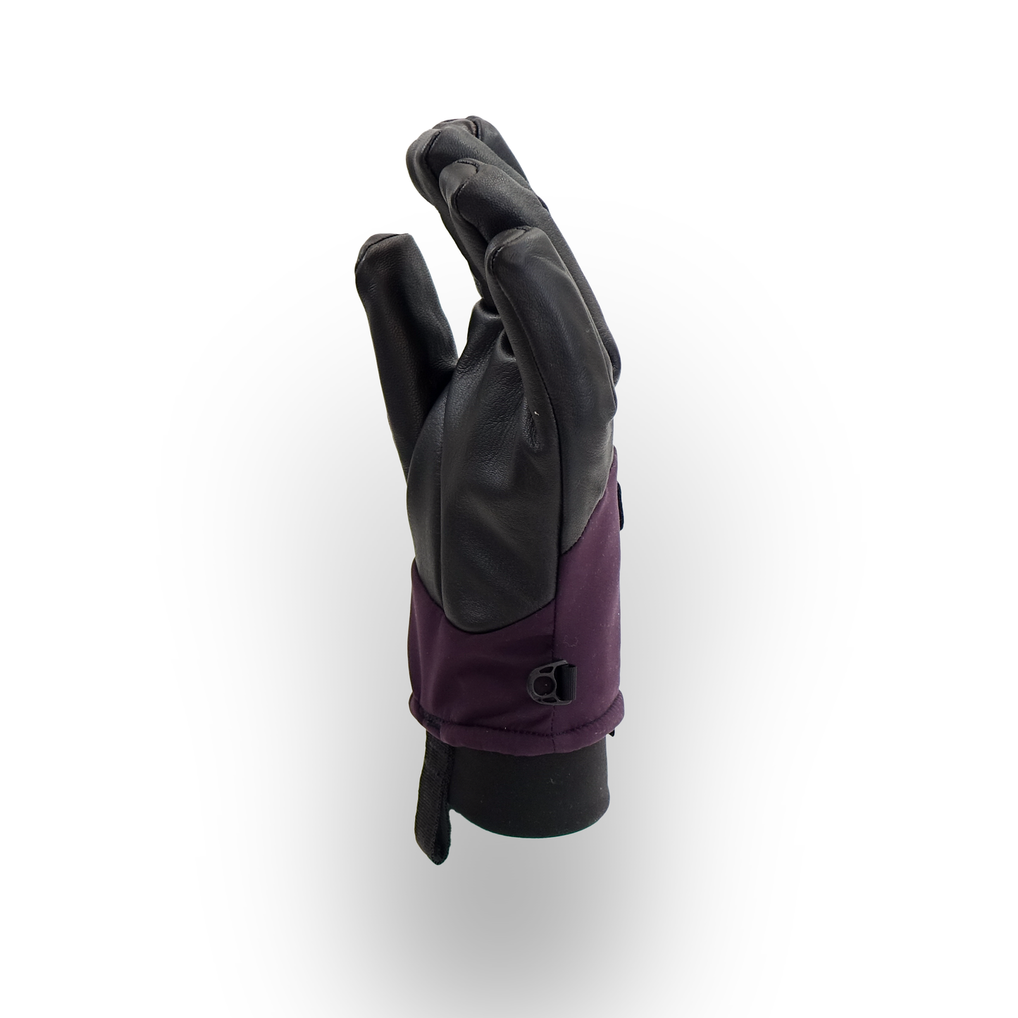 Black and purple glove on a white background