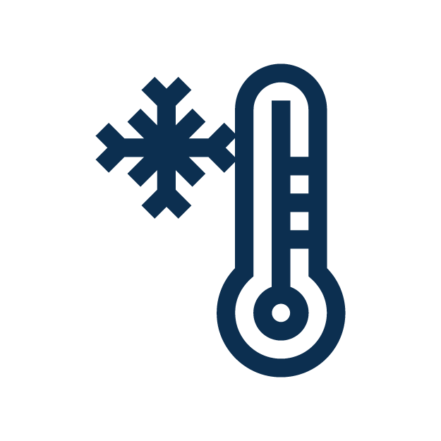 A blue thermometer icon on a black background.