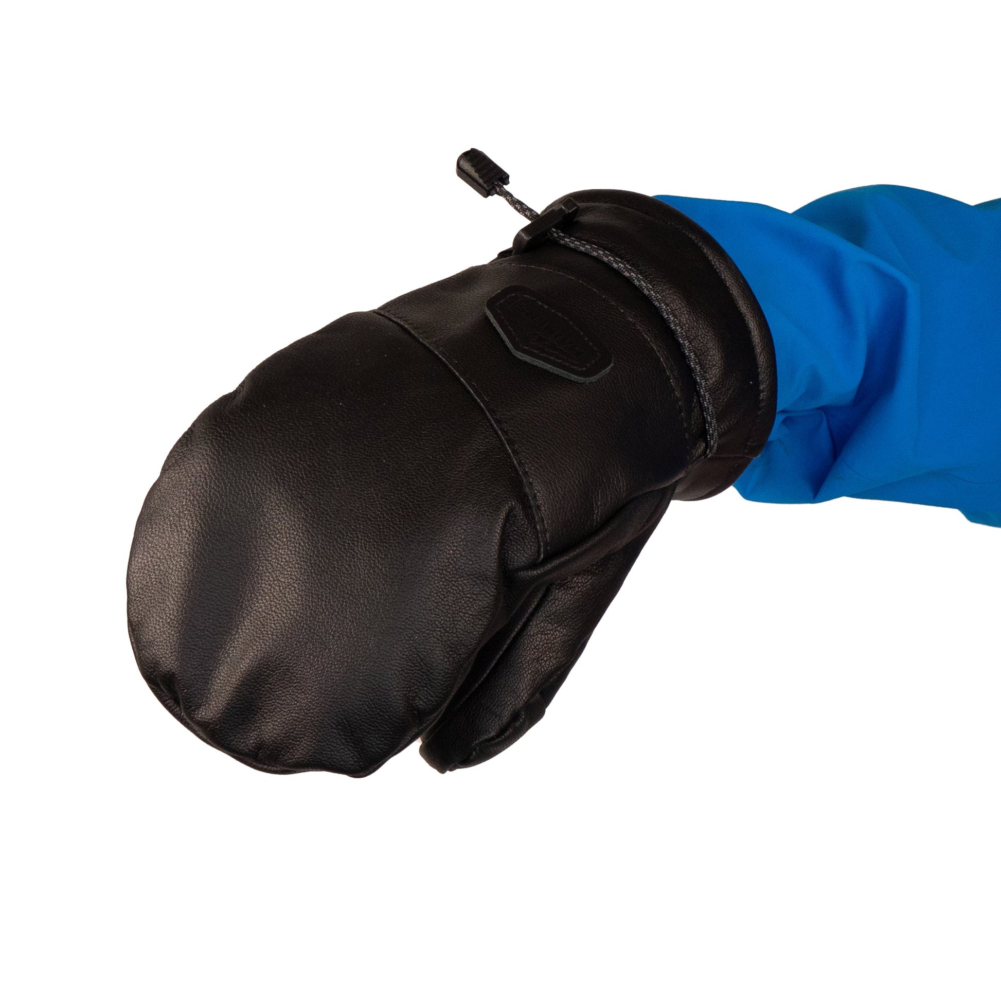 Discover the Portland All-Leather Mitts by Mainers, designed in black leather with a cozy wool-pile lining and a blue sleeve. These mitts feature an adjustable strap that highlights exceptional Maine craftsmanship.