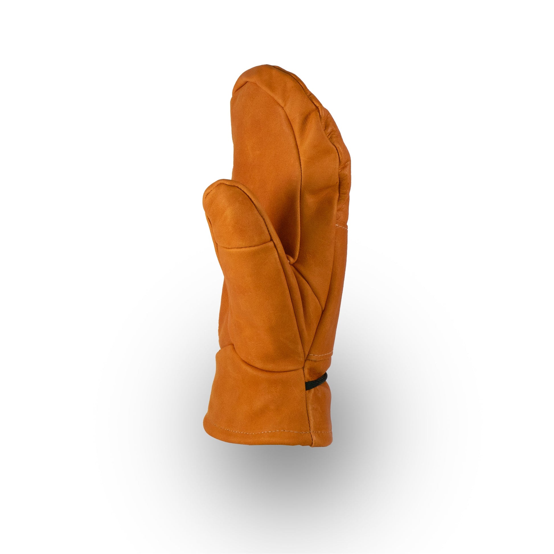 A single Portland All-Leather Mitt from Mainers, highlighting the finesse of Maine craftsmanship, set against a white background.