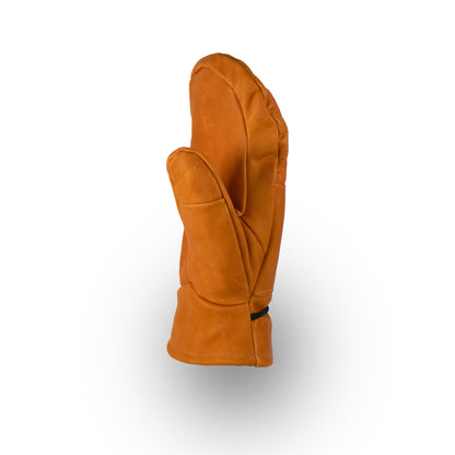 A single Portland All-Leather Mitt from Mainers, highlighting the finesse of Maine craftsmanship, set against a white background.