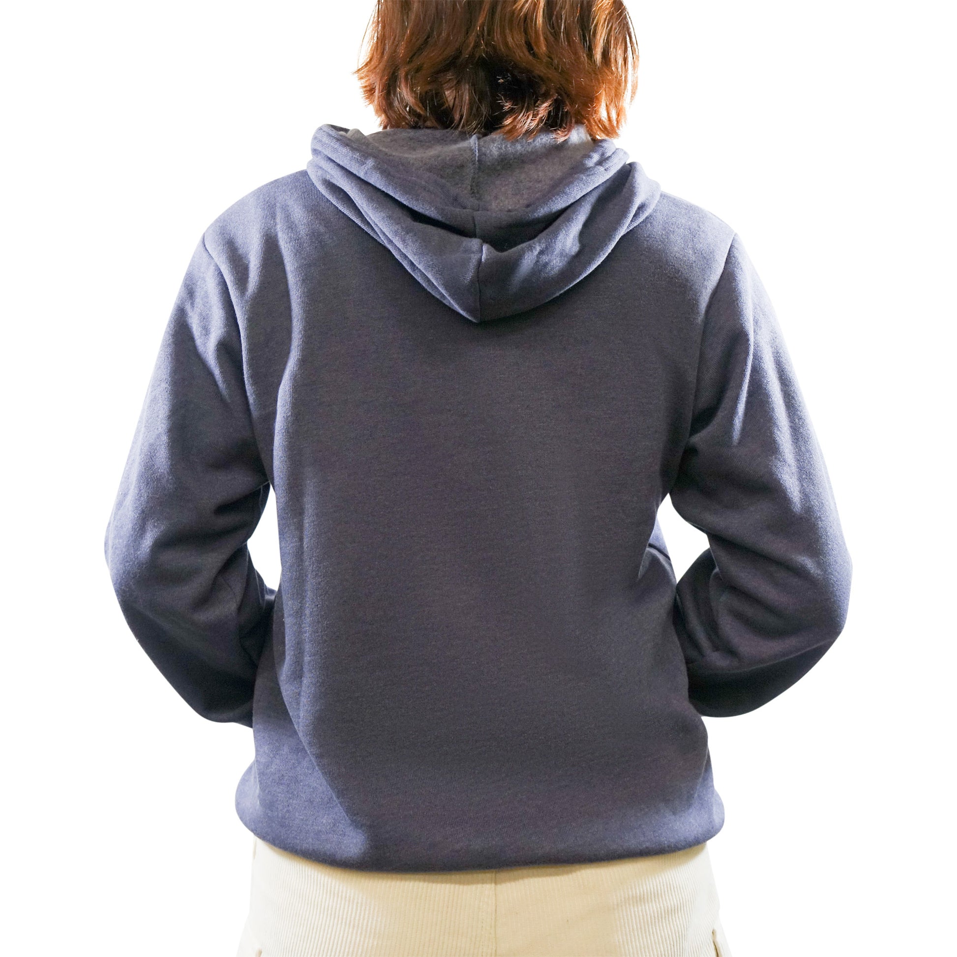 A person in a Mainers pullover hoodie.