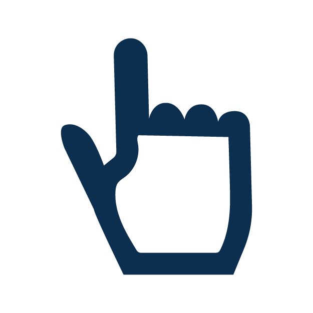A blue hand pointing at a black background.
