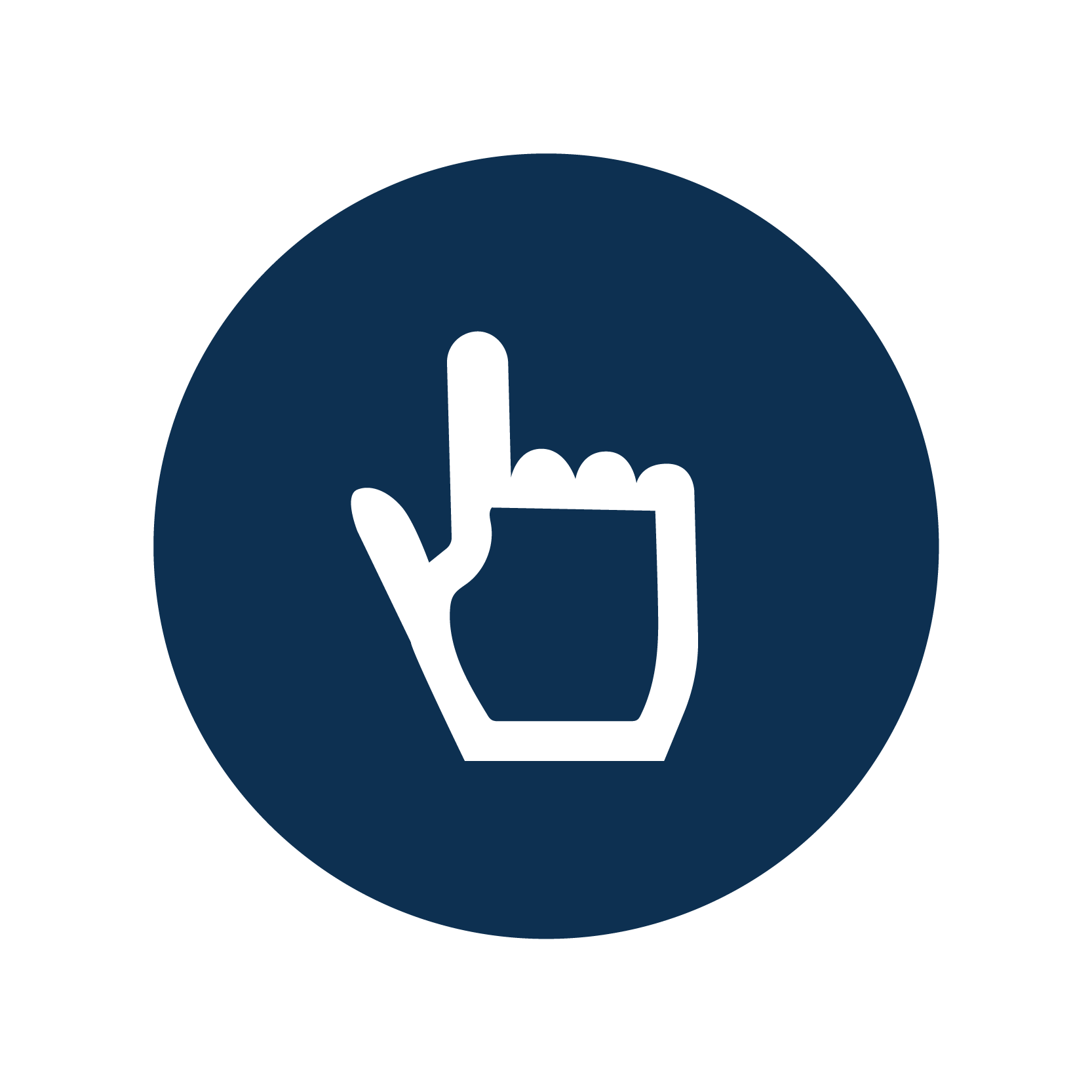 A blue circle with a hand in it.