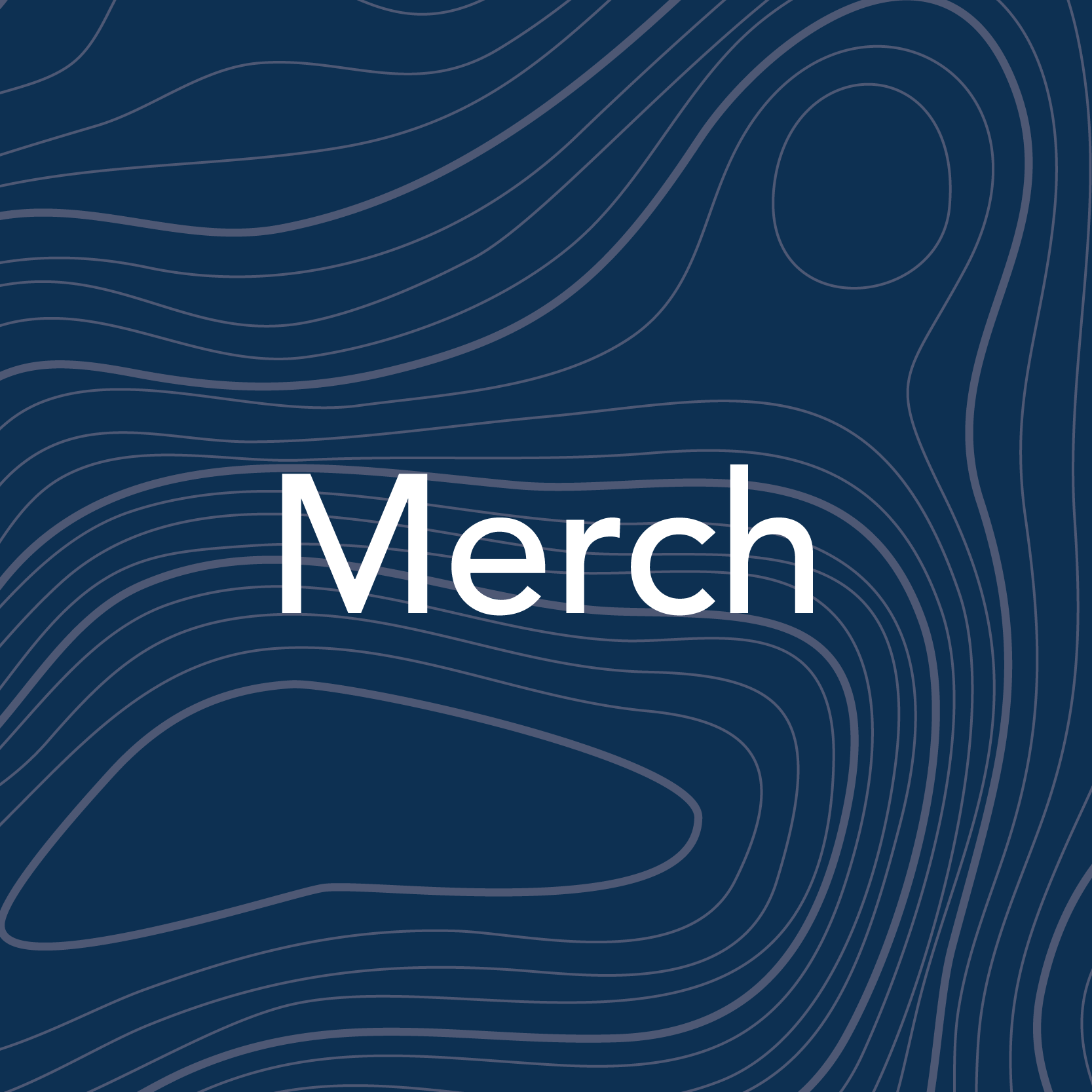 The word merch on a blue background.